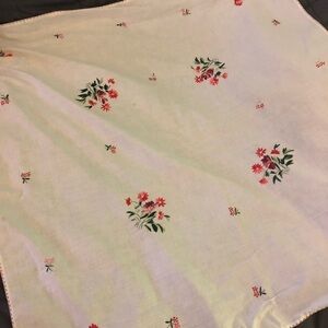Embroidered White Square Tablecloth